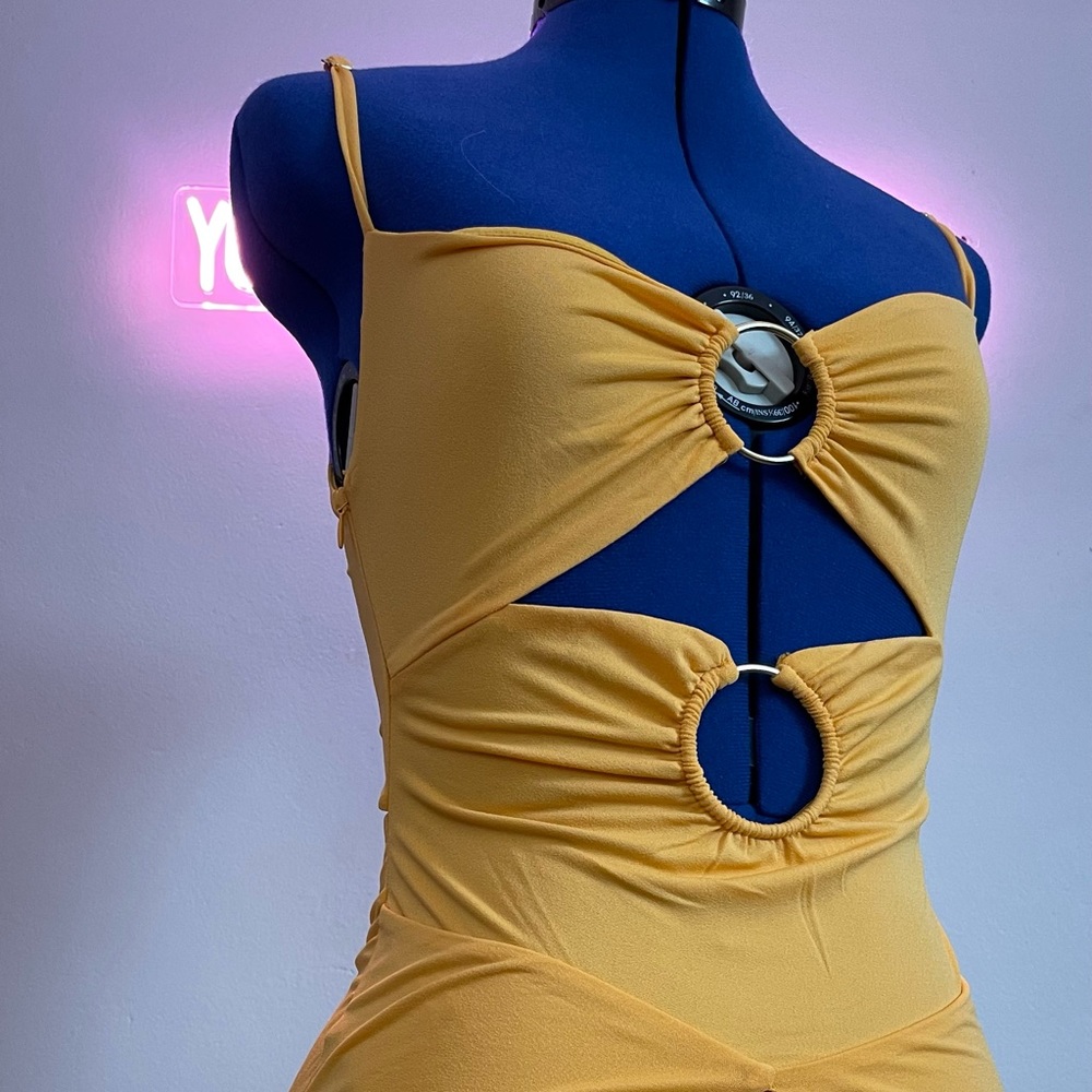 Meshki Cut Out Yellow Maxi Dress